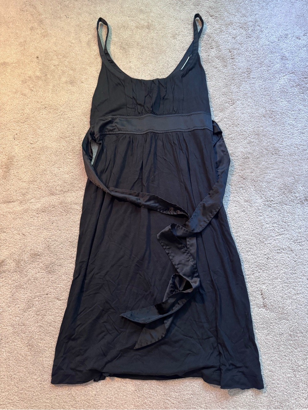 Black Spaghetti-Strap Tie-Waist Dress
